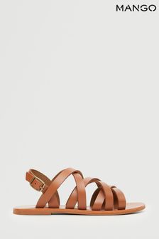 Mango Brown Leather Straps Sandals