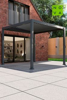 Nova Outdoor Living Grey 3.6m Square Aluminium Pergola (C74485) | £2,599
