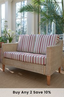 Laura Ashley Luxford Stripe Cranberry Bamburgh Indoor Rattan Sofa (C74559) | £935