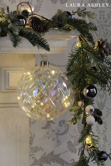 Set of 6 Clear Iridescent LED Lit Baubles