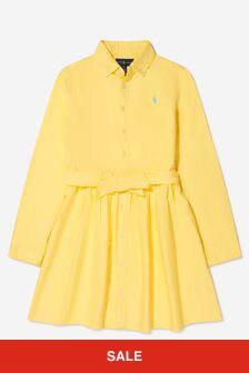 Ralph Lauren Kids Girls Oxford Shirt Dress in Yellow