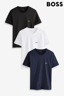 BOSS Black/White/Navy Cotton Logo T-Shirts 3 Pack (C77390) | £45