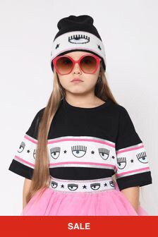 Chiara Ferragni Girls Logo Eyestar T-Shirt in Black