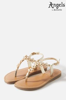 Angels by Accessorize Girls Cream Pearl Flower Sandals