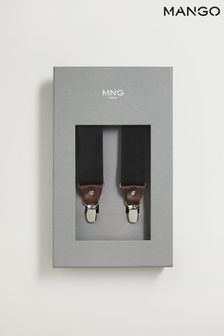 Mango Black Adjustable Leather-Blend Braces