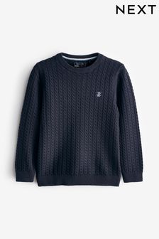 Navy Cable Knit Crew Jumper (3-16yrs) (C80365) | £15 - £20