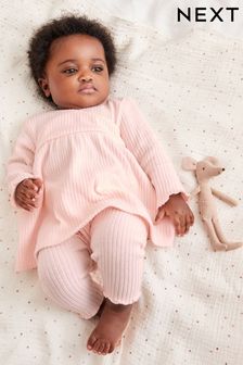 Pale Pink Two Piece Baby Wrap Top And Trouser Set (C80433) | £17 - £19