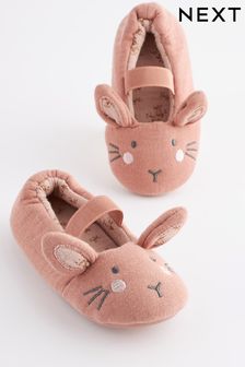 Pink Bunny Mary Jane Slippers (C80970) | £10 - £12