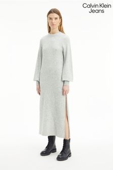 Belper knitted polo shirt Grey Fluffy Yarn Jumper Dress
