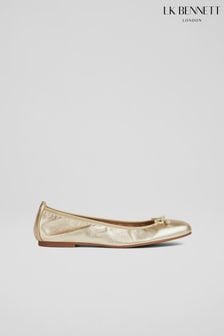 L.K.Bennett Gold Trilly Leather Ballerina Pumps (C81173) | £119