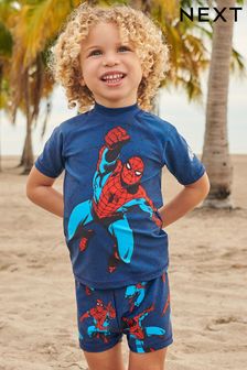 Spider-Man Navy Blue 2 Piece Sunsafe Top & Shorts Set (3mths-7yrs) (C81429) | £16 - £20