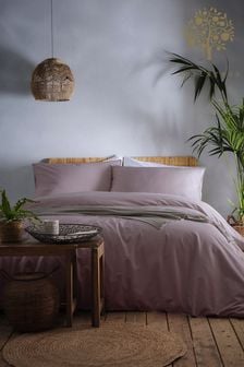 Appletree Purple Cassia Washed Cotton Duvet Cover and Pillowcase Set