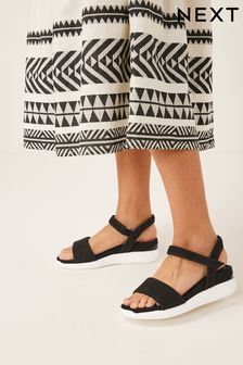 Black Forever Comfort® with MotionFlex Wedge Sole Sandals (C82505) | £49