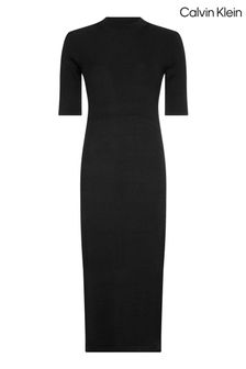 Calvin Klein Black Essential Merino Midi Dress (C83563) | £160