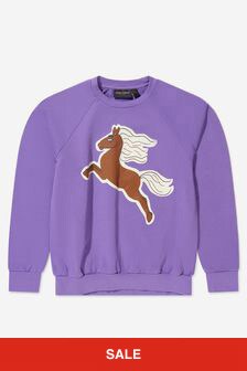 Mini Rodini Kids Organic Cotton Horse Sweatshirt in Purple