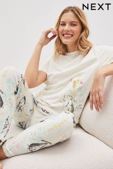 Ecru Cream Bunny Cotton Pyjamas (C84552) | £26
