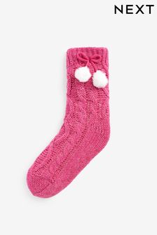 Pink Chunky Knitted Slipper Socks (C84568) | £14