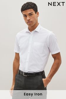 White Regular Fit Short Sleeve Easy Care Shirt (C84858) | £16