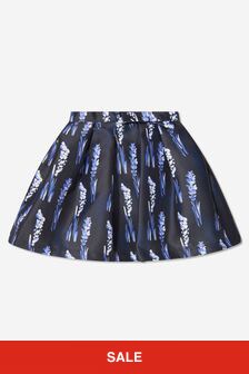 Mama Luma Girls Feather Print Skirt in Navy