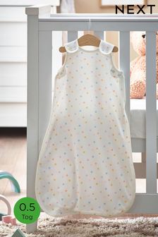 White Polka Dot Baby 100% Cotton 0.5 Tog Sleep Bag (C85078) | £22 - £26