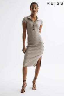 Reiss Neutral Mason Bodycon Knitted Dress (C85766) | £178