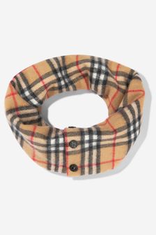 Burberry Kids Cashmere Check Snood in Beige