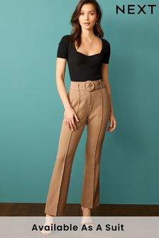 Camel Brown Tailored Belted Straight Trousers (C86987) | £38