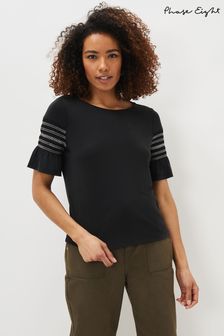 Phase Eight Rayna Black Shirred Sleeve Detail Top