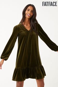 FatFace Green Poplar Velvet Swing Dress (C88586) | £75