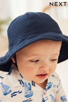 Navy Blue Crinkle Baby Bucket Hat (0mths-2yrs) (C88728) | £8.50