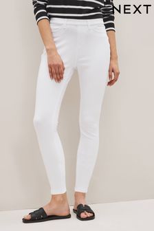White Cropped Denim Jersey Leggings (C88969) | £22