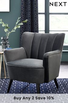 Soft Velvet Dark Grey Rosie Accent Chair (C89607) | £325