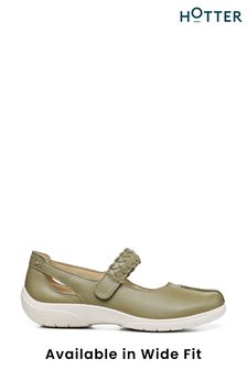 Hotter  Wide Fit Green Shake Touch-Close Mary Jane Shoes