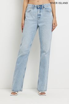 River Island Medium Blue Straight Mid Rise Jeans (C90108) | £43