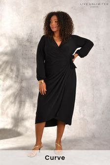 Live Unlimited Curve Black Jersey Wrap Dress (C90383) | £89