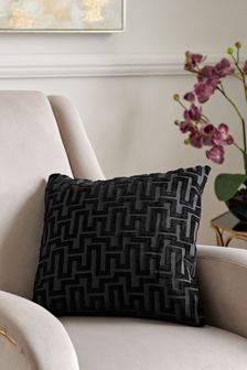 Charcoal Small Square Fretwork Cushion