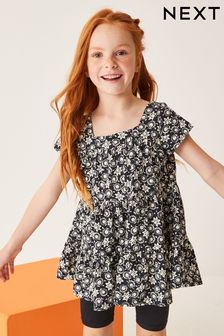 Monochrome Ditsy Tunic Cycle Shorts Set (3-16yrs) (C93839) | £16 - £22