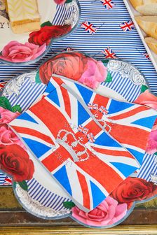 Party Pieces Multi 32 Pack A Great British Party Flag Shaped Napkins