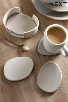 Set of 4 Natural Coasters With Holder (C94314) | £16