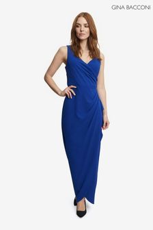 Gina Bacconi Blue Neena V-Neck Tulip Gown With Embellishment At The Waist Side And Ruching (C94576) | £240