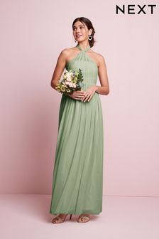 Sage Green Mesh Multiway Bridesmaid Wedding Maxi Dress (C94689) | £65