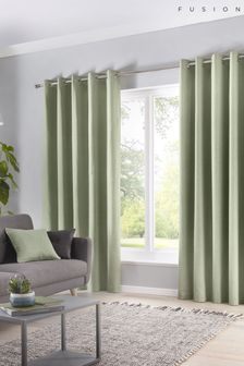 Fusion Green Sorbonne Eyelet Curtains