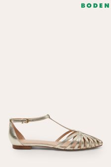Boden Gold Tess Cage Flat Sandals