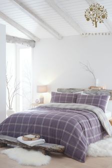 Appletree Purple Hygge Aviemore Duvet Cover and Pillowcase Set