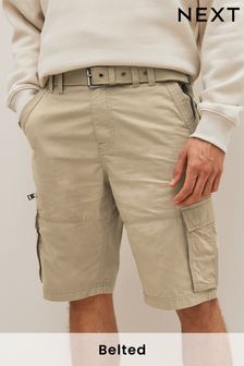 Stone Belted Cargo Shorts (C97225) | £30