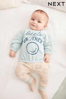 Teal Blue Little Brother 2 Piece Baby sweatshirt and legging Set (C97814) | £13 - £15