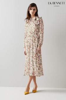 LK Bennett x Royal Ascot Cream Gish Silk Apple Blossom Print Dress