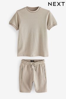 Cement Stone Textured T-Shirt And Shorts Set (3-16yrs) (C98435) | £18 - £25