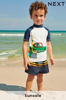 Navy/White Snorkel Croc 2-Piece Rash Vest And Shorts Set (3mths-7yrs) (C98467) | £16 - £20