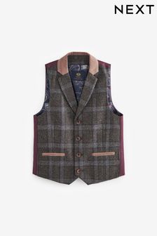 Grey/Brown Check Stand Alone Lapel Waistcoat (12mths-16yrs) (C98821) | £18 - £27